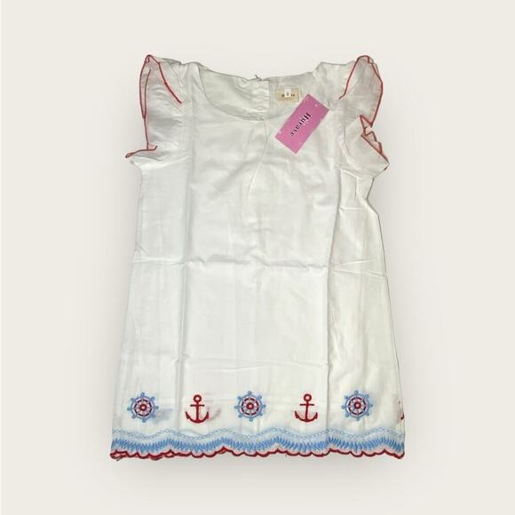 NWT | Little Lisa | Sailor Embroidered Dress | White/Blue/Red | Size 5 - Picture 2 of 11